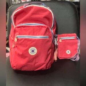 Kipling‎ Vibrant Red Backpack and Pouch Set